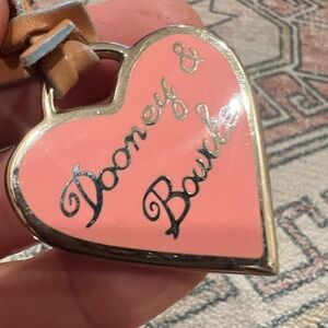 Dooney & Bourke Pink Heart Keychain with Gold Trim